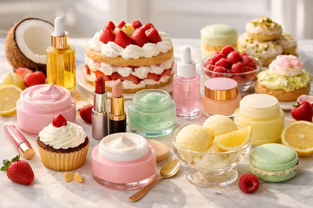 Prodotti di bellezza e dolci freschi