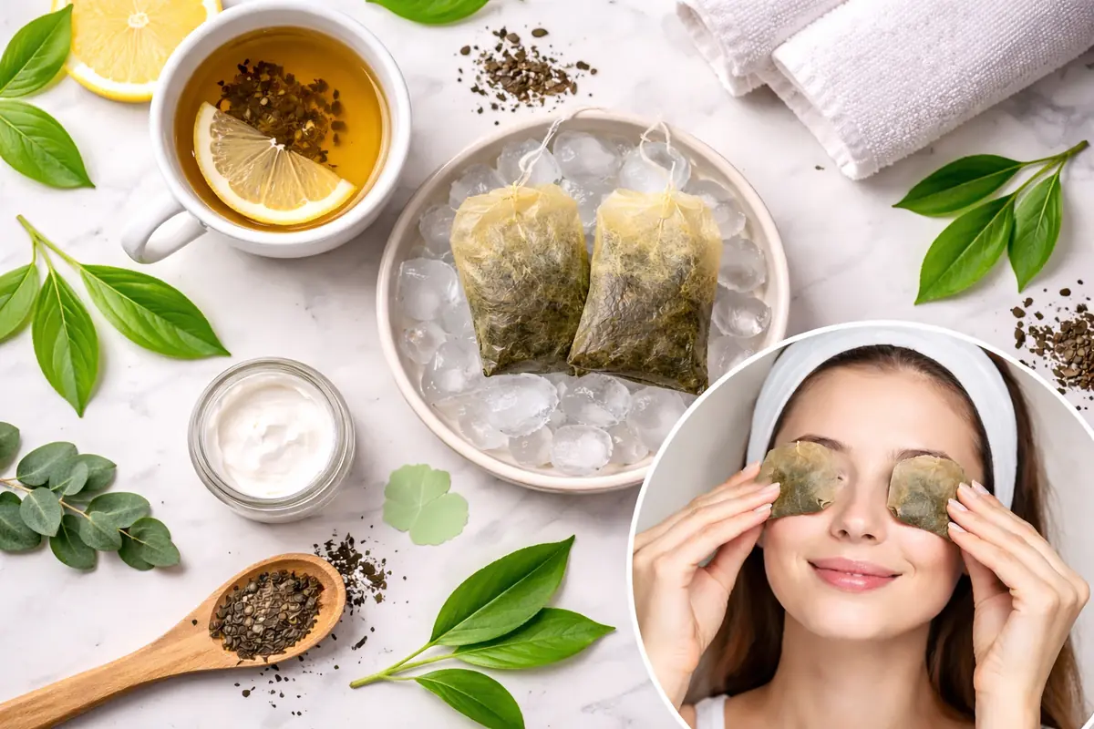 Trattamento agli occhi con tè verde
