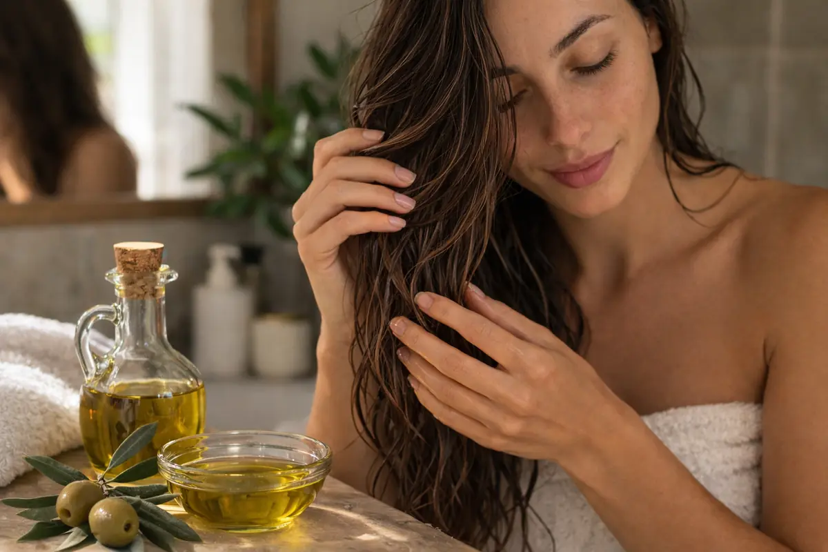 Trattamento di bellezza con olio d'oliva